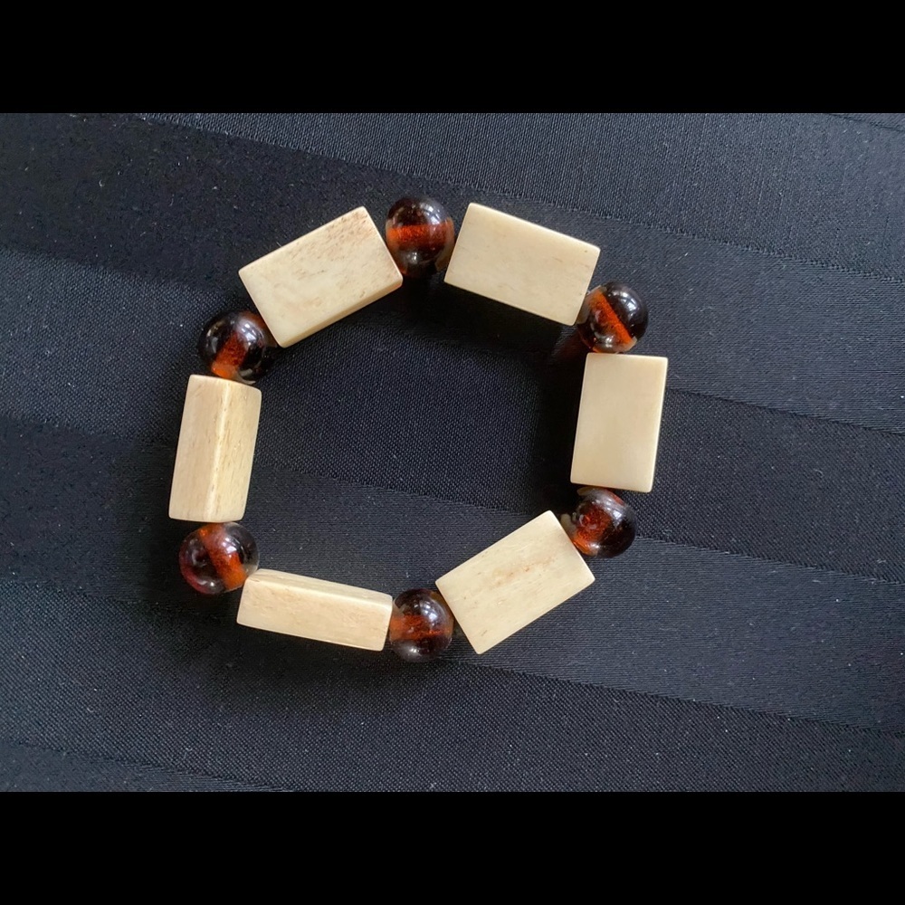 RARE Toni Patrizio’s Antique MahJongg Tile Stretch Bracelet - Picture 3 of 5